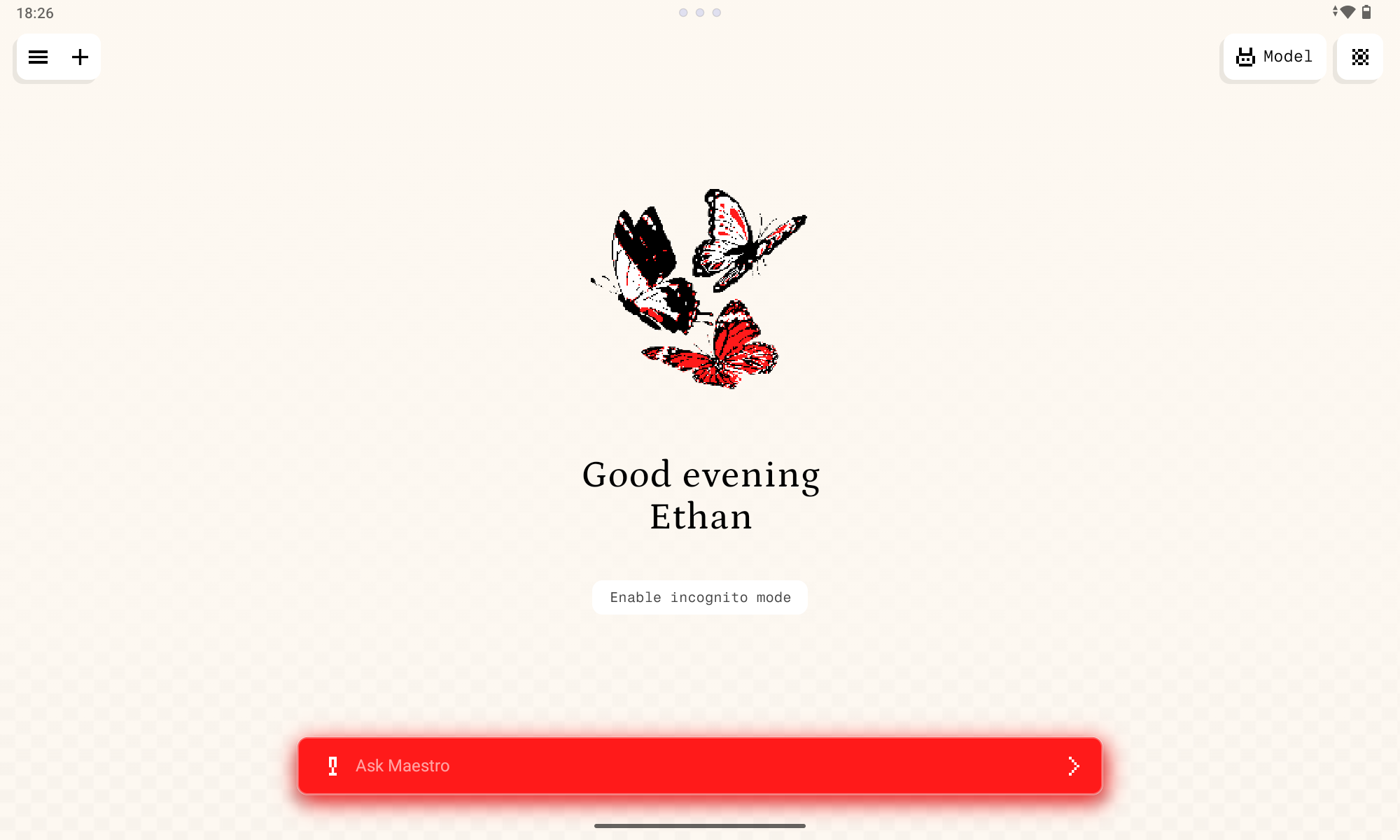 Opera home screen in light mode