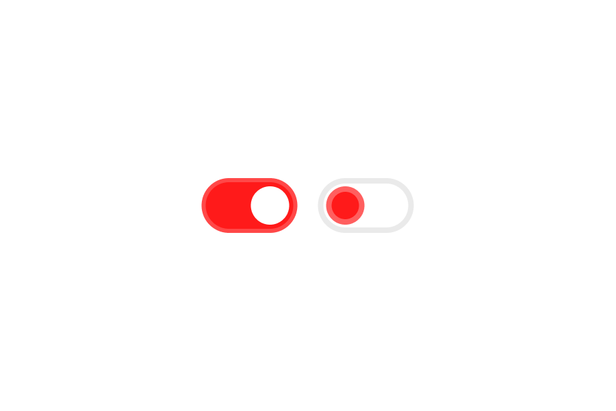 Toggle switched on and off